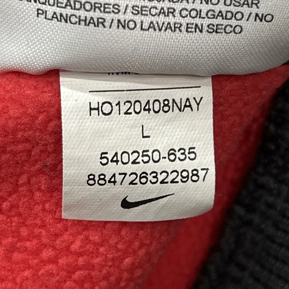 Nike Center Swoosh Hoodie Womens Large‎ Therma-Fit Honeycomb Pattern Red Black